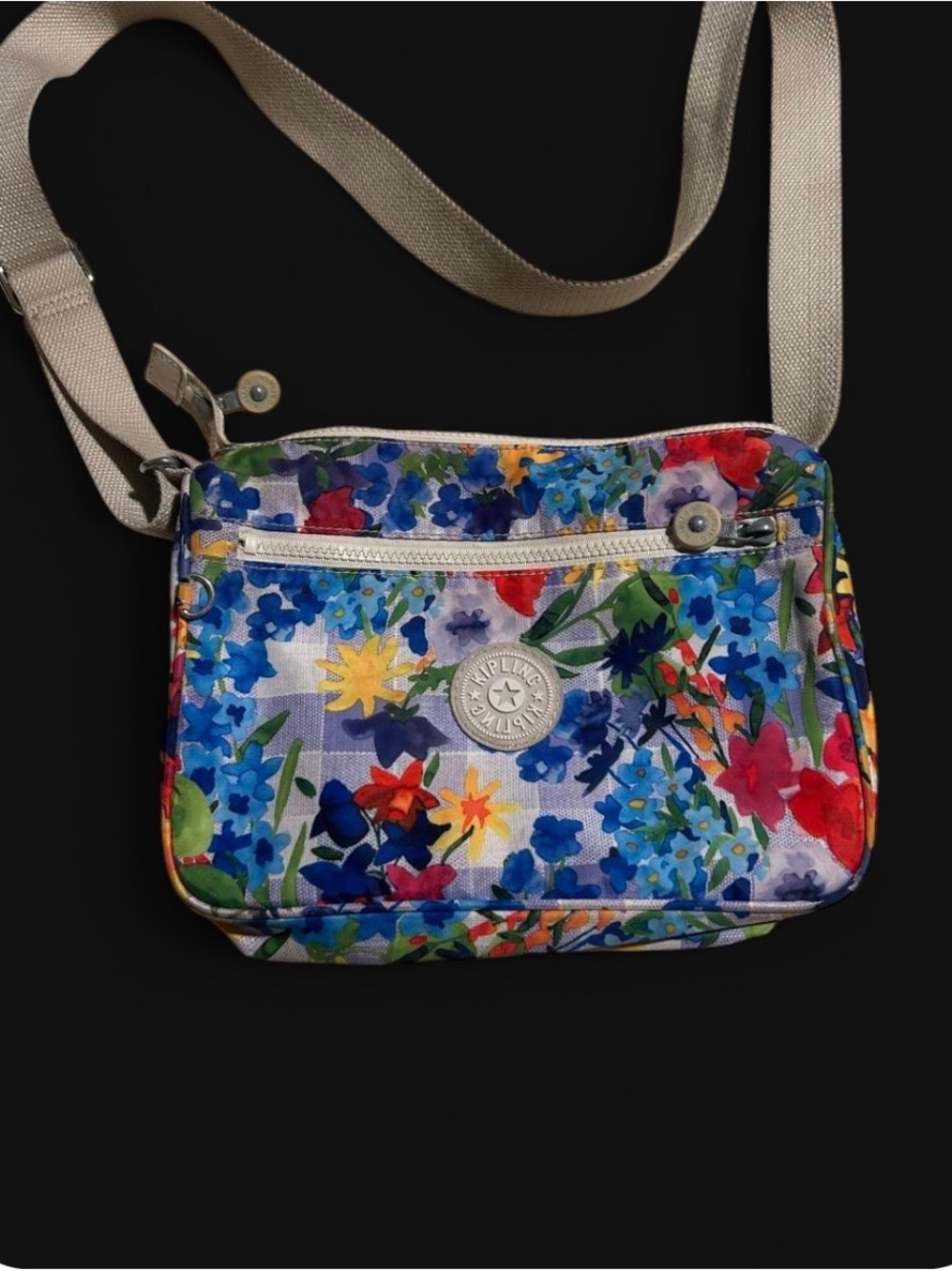 🌹KIPLING FLORAL GINGHAM CROSSBODY BAG 💐